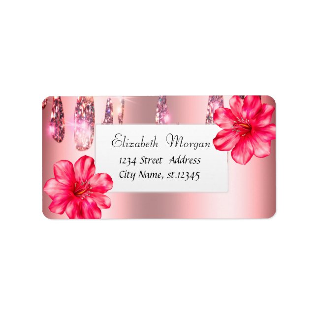 Modern Tropical ,Hibiscus,Drips Label (Front)