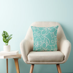 Modern tropical hibiscus throw pillow