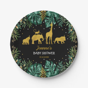 Modern Tropical Jungle Safari Baby Shower Paper Plate
