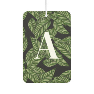 Modern Tropical Leaf Palm Plant Print Monogram Car Air Freshener