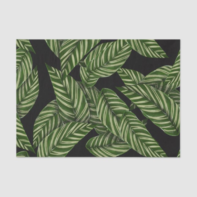 Modern Tropical Leaf Palm Plant Print Monogram  Tissue Paper (Front)