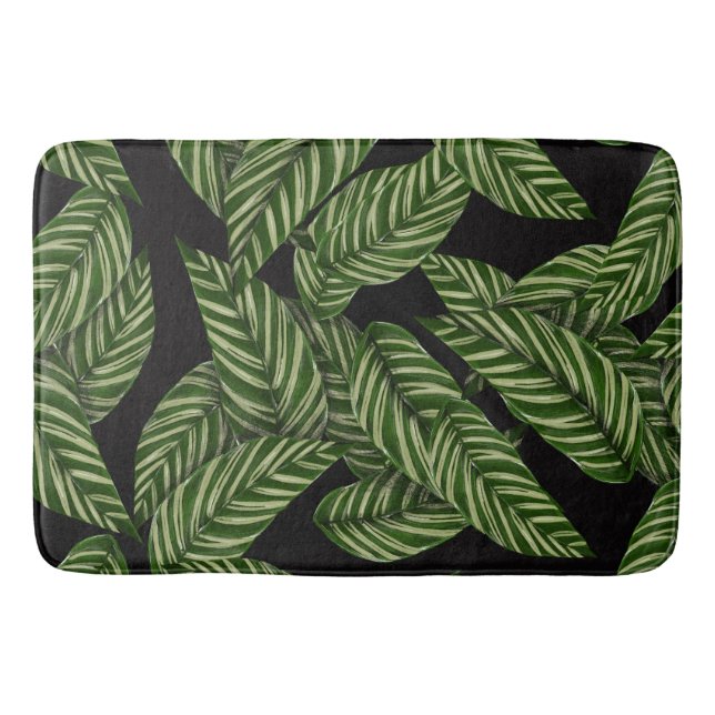 Modern Tropical Leaves Bath Mat (Front)