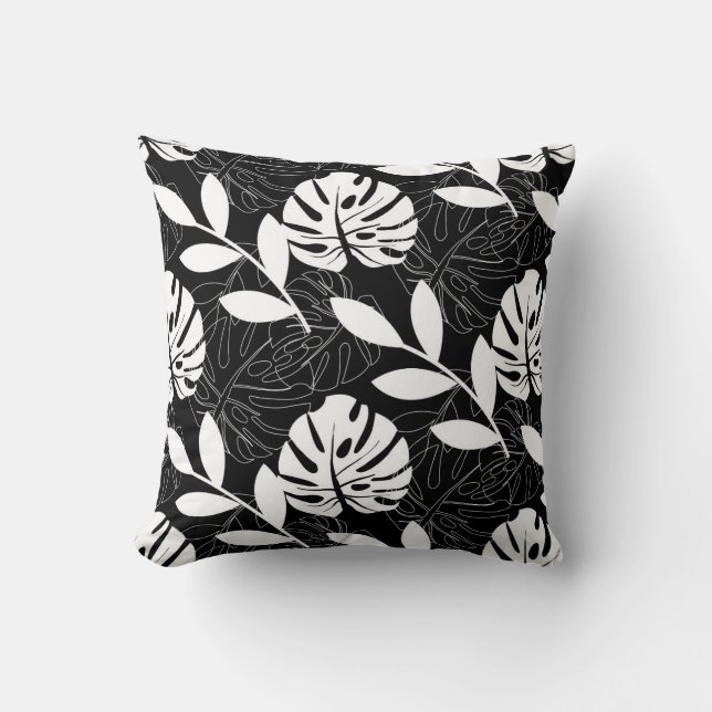 Modern Tropical Leaves Cushion (Front)