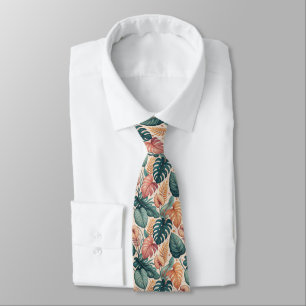 Modern Tropical Leaves Pattern Neck Tie