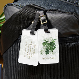 Modern Tropical Leaves Personalised Luggage Tag