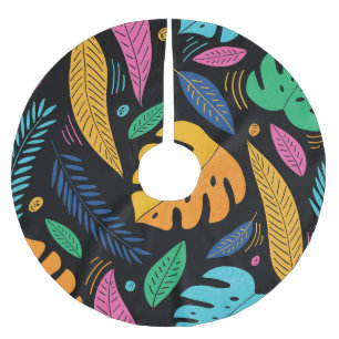 Modern tropical leaves: seamless background. brushed polyester tree skirt