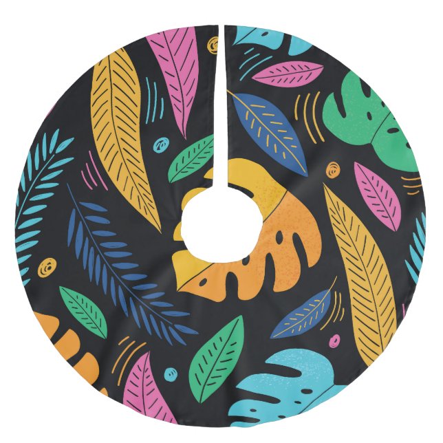 Modern tropical leaves: seamless background. brushed polyester tree skirt (Front)