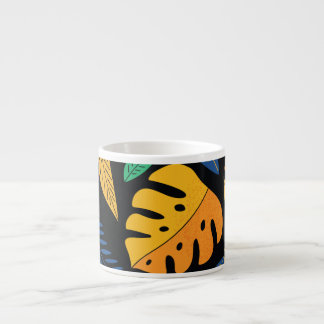 Modern tropical leaves: seamless background. espresso cup