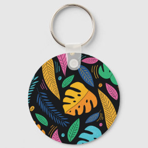 Modern tropical leaves: seamless background. key ring