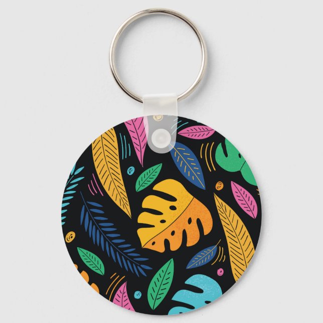 Modern tropical leaves: seamless background. key ring (Front)