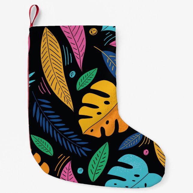 Modern tropical leaves: seamless background. small christmas stocking (Front)
