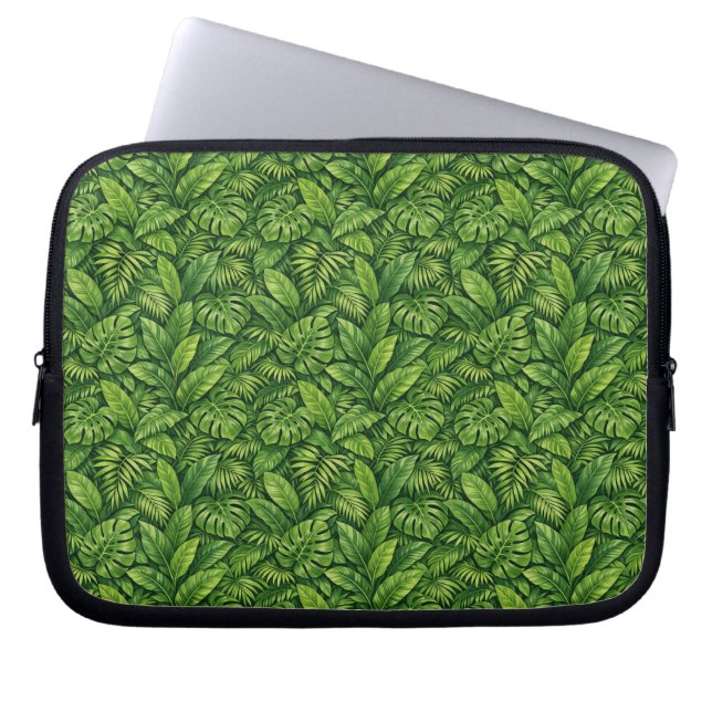 Modern Tropical Leaves Seamless Pattern Laptop Sleeve (Front)