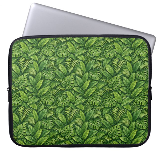 Modern Tropical Leaves Seamless Pattern Laptop Sleeve (Front)