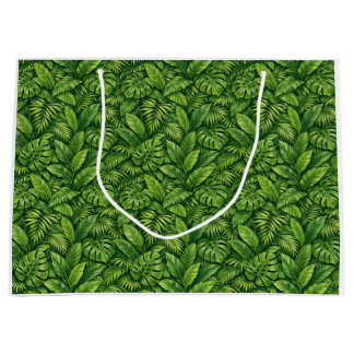 Modern Tropical Leaves Seamless Pattern Large Gift Bag