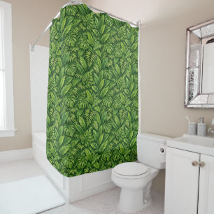 Modern Tropical Leaves Seamless Pattern Shower Curtain