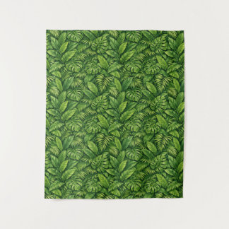 Modern Tropical Leaves Seamless Pattern Tapestry