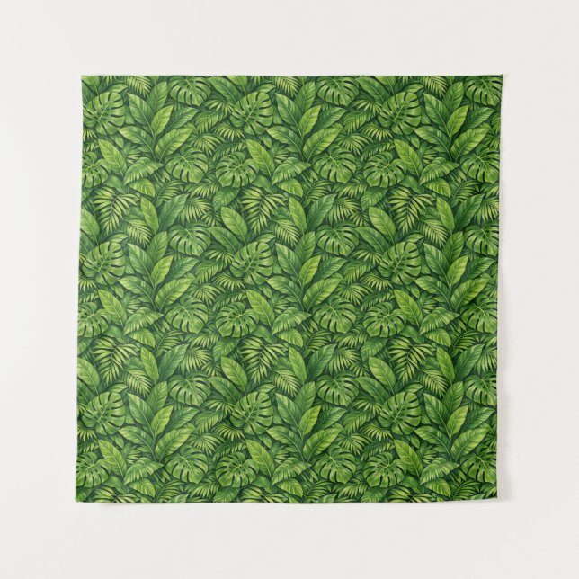 Modern Tropical Leaves Seamless Pattern Tapestry (Front)