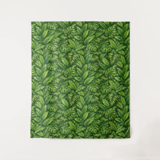 Modern Tropical Leaves Seamless Pattern Tapestry
