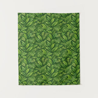 Modern Tropical Leaves Seamless Pattern Tapestry
