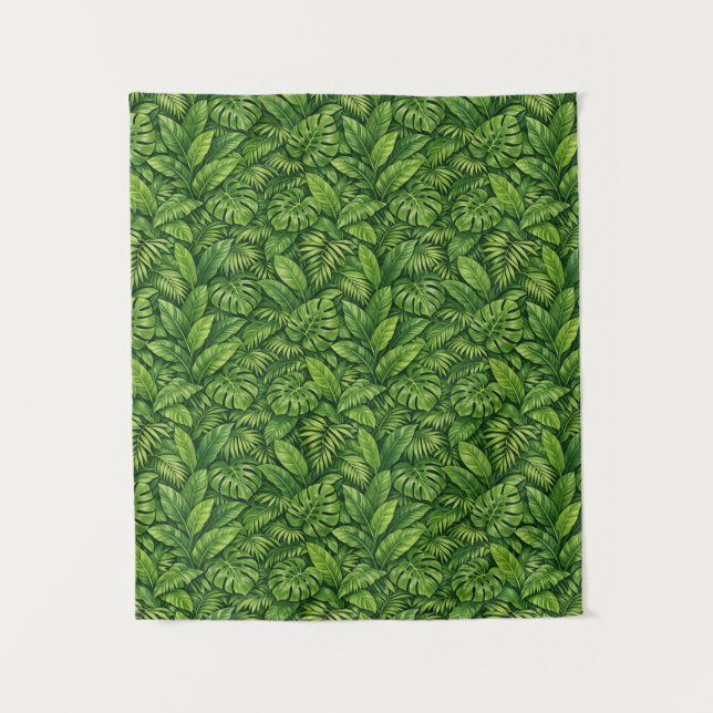 Modern Tropical Leaves Seamless Pattern Tapestry (Front)