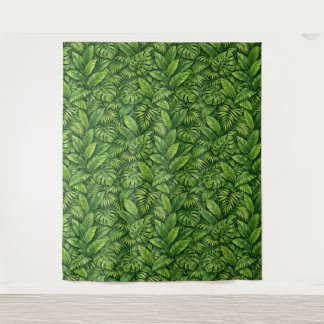 Modern Tropical Leaves Seamless Pattern Tapestry