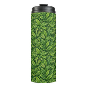 Modern Tropical Leaves Seamless Pattern Thermal Tumbler