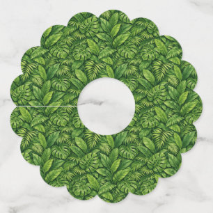 Modern Tropical Leaves Seamless Pattern Wine Glass Tag