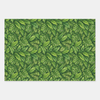 Modern Tropical Leaves Seamless Pattern Wrapping Paper Sheet