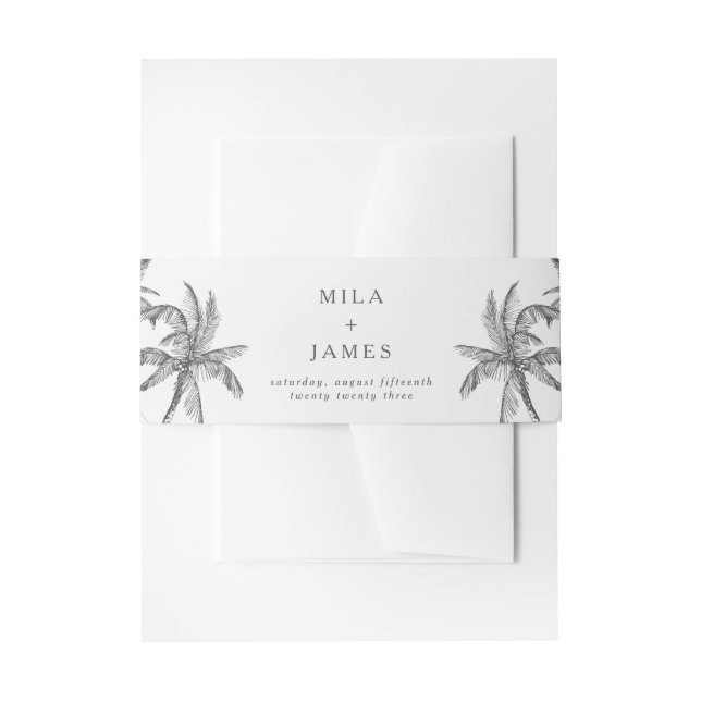  Modern Tropical Minimalist Custom Wedding  Invitation Belly Band (Front Example)