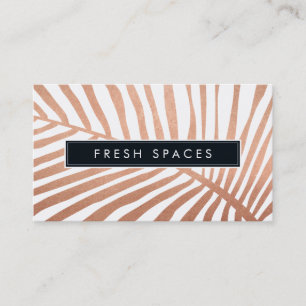 MODERN TROPICAL PALM LEAF logo trendy rose gold Business Card