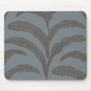 Modern Tropical Palm Leaf Pattern Charcoal Blush Mouse Pad