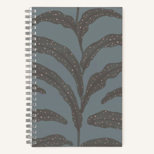 Modern Tropical Palm Leaf Pattern Charcoal Blush  Notebook