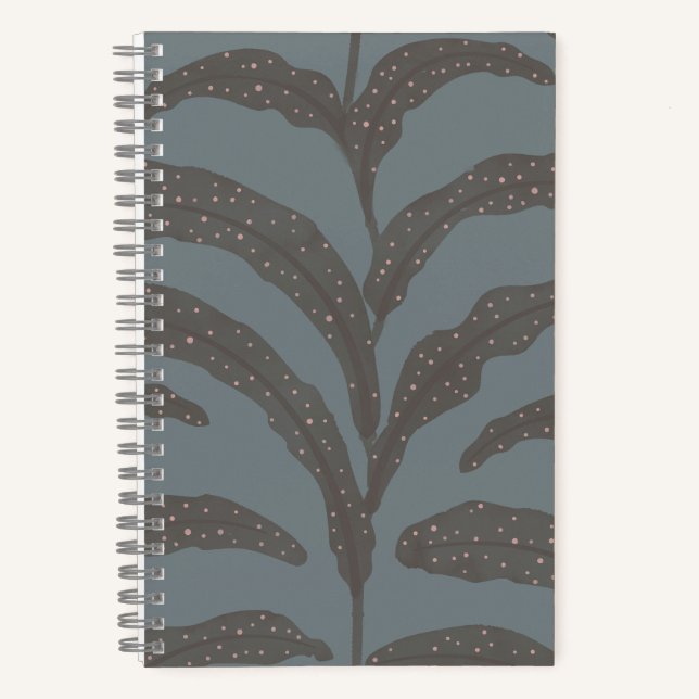 Modern Tropical Palm Leaf Pattern Charcoal Blush  Notebook (Front)