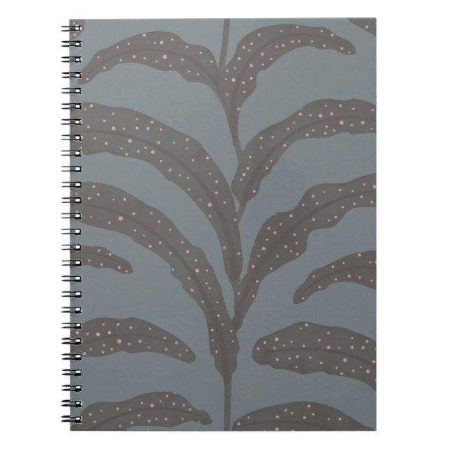 Modern Tropical Palm Leaf Pattern Charcoal Blush  Notebook (Front)