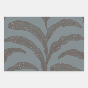 Modern Tropical Palm Leaf Pattern Charcoal Blush  Wrapping Paper Sheet