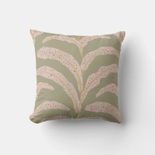 Modern Tropical Palm Leaf Pattern Sage Blush  Cushion