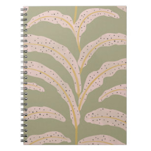 Modern Tropical Palm Leaf Pattern Sage Blush  Notebook