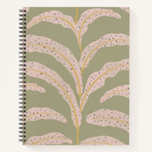 Modern Tropical Palm Leaf Pattern Sage Blush  Notebook