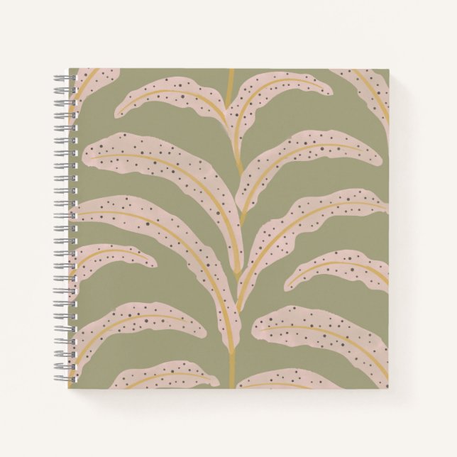 Modern Tropical Palm Leaf Pattern Sage Blush  Notebook (Front)