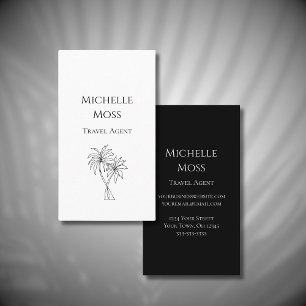 Modern Tropical Palm Trees Drawing Black White  Business Card