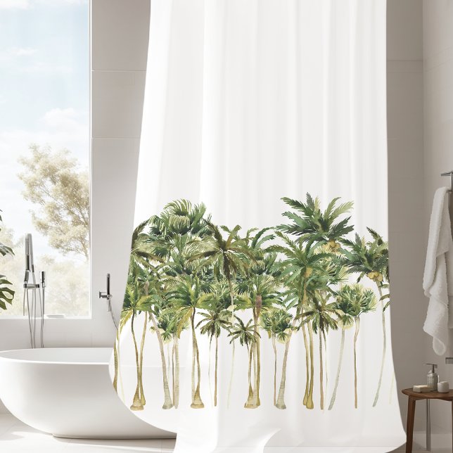Modern Tropical Palm Trees Shower Curtain (Creator Uploaded)
