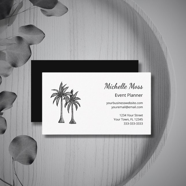 Modern Tropical Palm Trees Trendy Professional  Business Card (Creator Uploaded)