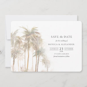 Modern Tropical Palm Trees Wedding Save The Date