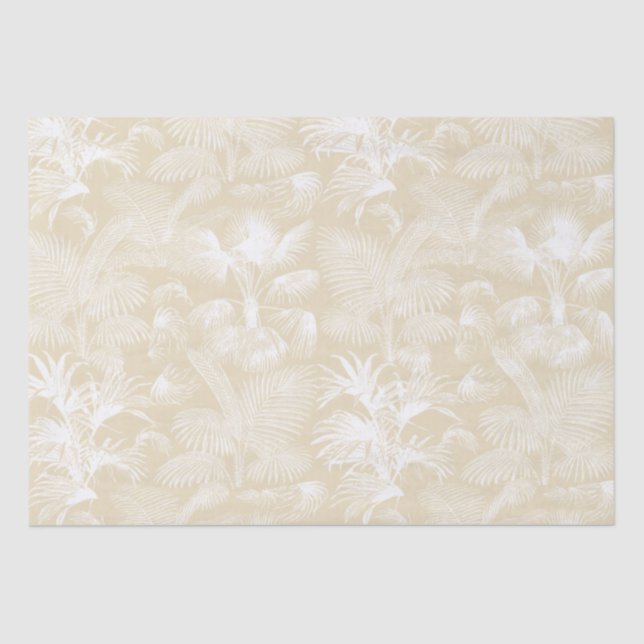Modern Tropical Palm Trees White Beige Cream Tissue Paper (Front)