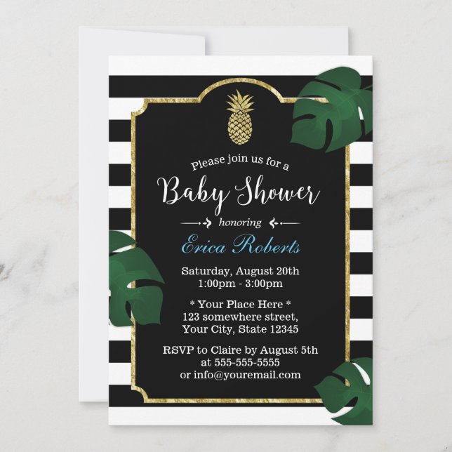Modern Tropical Pineapple Hawaiian Baby Shower #2 Invitation (Front)
