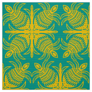 modern tropical pineapple hawaiian quilt pattern fabric