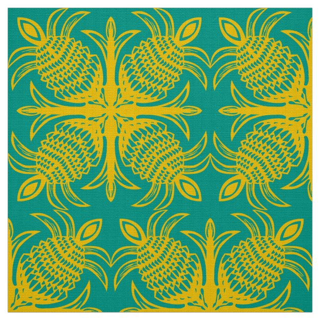 modern tropical pineapple hawaiian quilt pattern fabric (Swatch)