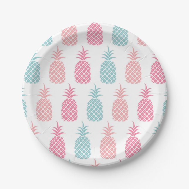 Modern Tropical Pineapple Party Paper Plates (Front)