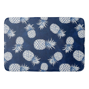 Modern Tropical Pineapple Watercolor Bath Mat