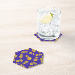 Modern Tropical Pineapple Watercolor Paper Coaster